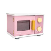 Brinquedo de madeira forno microondas rosa - bup baby