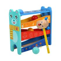 Brinquedo De Madeira Montessori Para Crianças Com Martelo, 4 Trilhos, Combinação De Cores,