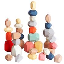 Brinquedo de madeira Sorting Stacking Rocks Stones BESTAMTOY 36 unidades