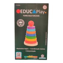 Brinquedo de Madeira Torre Multi-Encaixe Polibrinq