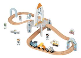 Brinquedo De Madeira Trem Estação Espacial Tooky Toy Tj796 Brinquedo De Madeira Trem Estação Espacial Tooky Toy Tj796