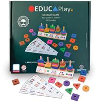 Brinquedo de Matemática Educativo Geomat Game Pedagógico Madeira Formas - POLIBRINQ