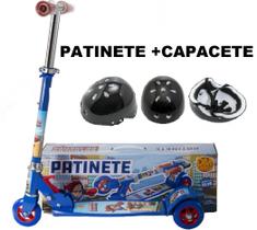 Brinquedo De Menino Patinete Azul E Metálico Mais Capacete