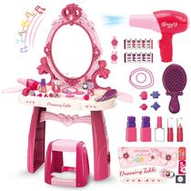 Brinquedo de mesa de maquiagem Toddler Vanity com espelho e cadeira para meninas