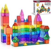 Brinquedo de Montar Blocos Magnéticos Fansikids 76 Peças Educativo Criativo Montessori Brinquedo de Montar Blocos Magnéticos Fansikids 76 Peças Educativo Criativo Montessori