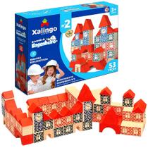 Brinquedo de Montar Casa Castelo Blocos Brincando de Engenheiro 53pçs Xalingo Brinquedo de Montar Casa Castelo Blocos Brincando de Engenheiro 53pçs Xalingo
