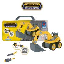 Brinquedo de Montar Construtores (Retroescavadeira) Amarela 22 Peças Polibrinq - BM025