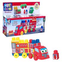 Brinquedo de Montar Coti Bloco Caminhão de Bombeiro Cor Sortida 20 Peças para Crianças +19 Meses Cotiplás - 2355