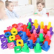 Brinquedo De Montar Interativo Plastico Blocos Infantil Coloridos Parafuso Encaixar