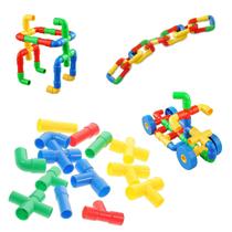 Brinquedo De Montar Interativo Plastico Blocos Infantil Coloridos Tubos Canos Encaixar - Shopmix