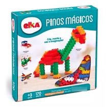 Brinquedo de Montar Pinos Mágicos 170 Pcs Educativo Encaixar - Elka