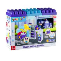 Brinquedo De Montar Policia Cubic Jr 31 Peças Blocos De Encaixe Veículo Sortido Multikids - Br1392 Brinquedo De Montar Policia Cubic Jr 31 Peças Blocos De Encaixe Veículo Sortido Multikids - Br1392