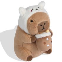 Brinquedo de pelúcia Actrick Cute Capivara com chapéu de coelho de 30 cm para crianças