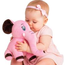 Brinquedo de Pelúcia Bebê Elefante Safari 30 Cm Antialérgico Lavável