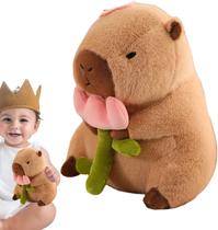 Brinquedo de Pelúcia Bichinho de Pelúcia Capivara Filó Anti Alérgico Macio e Fofo Flor 30cm