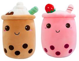 Brinquedo de Pelúcia Boba Bubble Tea FSRONGXI - 24cm com Cupcake de Sorvete
