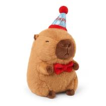 Brinquedo de pelúcia Ditucu Cute Capivara com acessórios de feliz aniversário