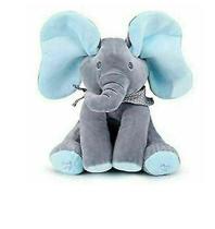 Brinquedo de pelúcia, elefante azul, recheado, cantando, presente de Natal de 30 cm