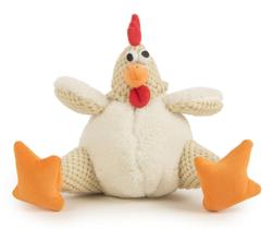 Brinquedo de Pelúcia GoDog Checkers Fat Rooster - Galinha Grande com Apito para Cães