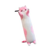Brinquedo De Pelúcia Grande De Gato Dormindo De 50cm, Almofada De Perna Em Rosa, Marrom E Cinza,
