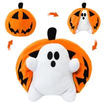 Brinquedo de pelúcia GYNAKJ Halloween Pumpkin Ghost com zíper linda decoração de travesseiro Jack-o'-Lantern Ghost Brinquedo de pelúcia macio e fofinho para meninos e meninas (pelúcia de Halloween)