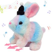 Brinquedo de pelúcia Hopearl Hopping Rabbit com chapéu para crianças de 7 polegadas