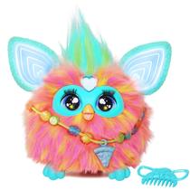 Brinquedo de pelúcia interativo Furby Coral com 15 acessórios de moda