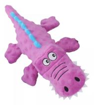 Brinquedo de pelucia jacare rosa e verde para cachorro