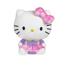 Brinquedo de pelúcia Jazwares Hello Kitty Neon 30 cm com macacão xadrez