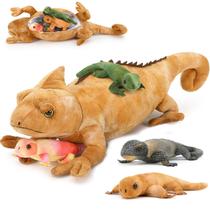 Brinquedo de pelúcia Karister Giant Lizard de 27 polegadas com 4 bebês lagartos
