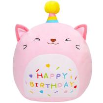 Brinquedo de Pelúcia LICSOR Gato Unicórnio 30cm - Com Slogan de Feliz Aniversário