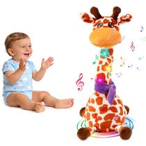 Brinquedo de pelúcia LLUKEME Dancing Talking Giraffe com 10 melodias