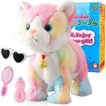 Brinquedo de pelúcia Marsjoy Colorful Robot Kitty Interactive Meow