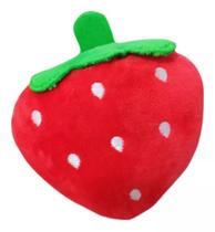 Brinquedo de Pelúcia Morango Pet para Cachorro Gato Mordedor com Som Apito