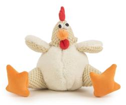 Brinquedo de pelúcia para cães GoDog Checkers Fat Rooster Squeaky White Large