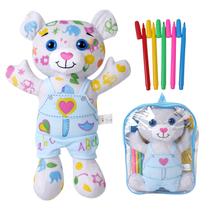 Brinquedo de pelúcia para colorir DRAWMYTOY Doodle Doll com 5 marcadores laváveis