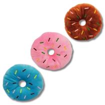Brinquedo de Pelúcia Rosquinha Donuts Pet para Cachorro Gato Mordedor com Som Apito