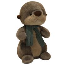 Brinquedo de pelúcia Soft Cartoon Otter, bicho de pelúcia com cachecol de 26 cm