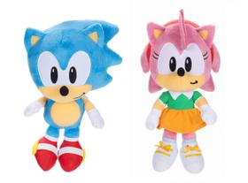 Brinquedo de Pelúcia Sonic The Hedgehog - Pacote com 2 Personagens (Sonic & Amy)