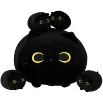 Brinquedo de pelúcia SQEQE Black Cat com 4 lindos bebês, travesseiro, presente para crianças Brinquedo de pelúcia SQEQE Black Cat com 4 lindos bebês, travesseiro, presente para crianças