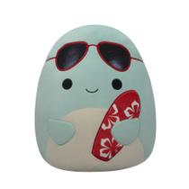 Brinquedo de pelúcia Squishmallows Original Perry Teal Dolphin 35 cm com prancha de surfe