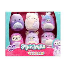 Brinquedo de pelúcia Squishville Purple Pals Squad com 6 Squishmallows