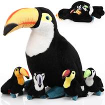 Brinquedo de pelúcia Stuffed Animal Hydren Toucan com 4 bebês de 36 cm Brinquedo de pelúcia Stuffed Animal Hydren Toucan com 4 bebês de 36 cm