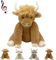 Brinquedo de pelúcia Theorbi Realistic Scottish Highland Cow 25 cm com música