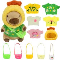 Brinquedo de pelúcia Timisea Capybara com 12 roupas e acessórios 28cm