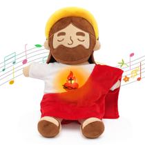 Brinquedo de pelúcia Yelakey Soothing Jesus com luz e som para crianças Brinquedo de pelúcia Yelakey Soothing Jesus com luz e som para crianças