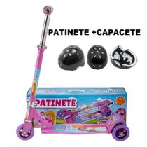 Brinquedo De Princesas Patinete Rosa Ajusta Altura ECapacete - DMR