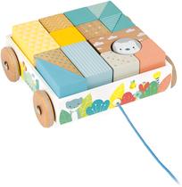 Brinquedo de Puxar Carrinho com Blocos Educativos em Madeira 16 Peças Brinquedo de Puxar Carrinho com Blocos Educativos em Madeira 16 Peças