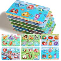 Brinquedo de quebra-cabeça infantil de madeira Montessori Learning 1-3 anos Brinquedo de quebra-cabeça infantil de madeira Montessori Learning 1-3 anos