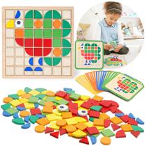 Brinquedo de quebra-cabeça Zycolo Montessori Tangram com 120 unidades de blocos de madeira